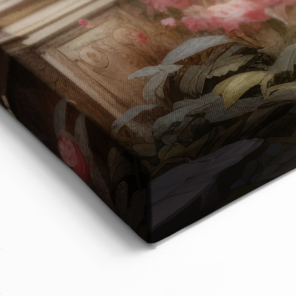 Romantic Garden Gate Wall Art - Elegant Floral Landscape Canvas Print