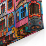 Vibrant Mosaic Window Wall Art – Colorful Architectural Canvas Print