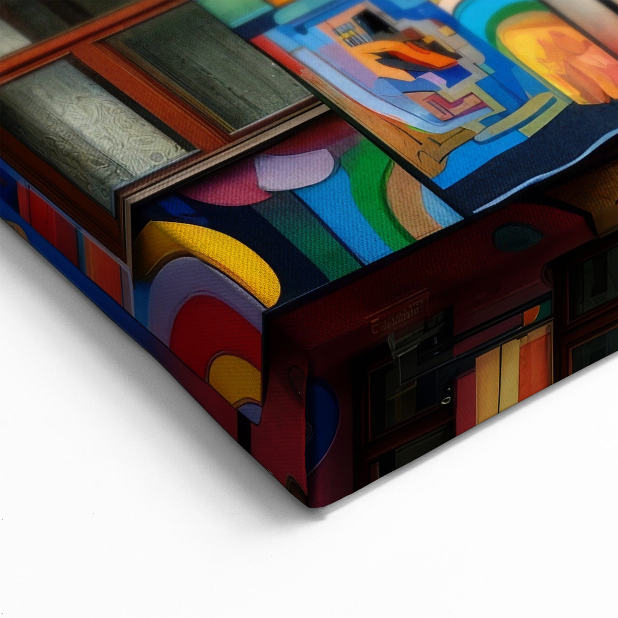 Vibrant Mosaic Window Wall Art – Colorful Architectural Canvas Print