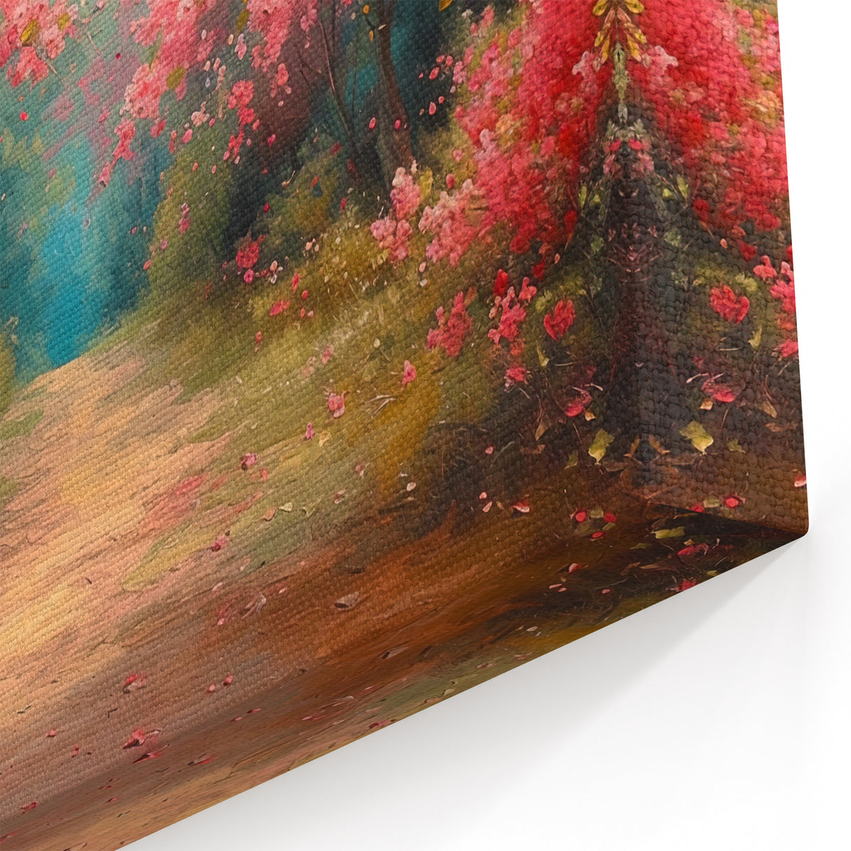Enchanted Cherry Blossom Path Wall Art - Vibrant Floral Canvas Print