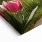 Sunny Garden Path Wall Art - Vibrant Floral Landscape Canvas Print
