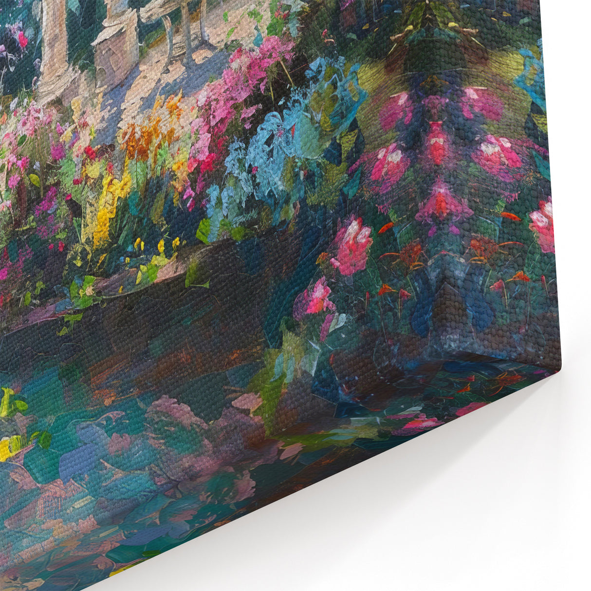 Charming Garden Gazebo Wall Art - Colorful Floral Landscape Print