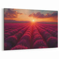 Sunset Lavender Field Wall Art - Vibrant Floral Landscape Canvas Print