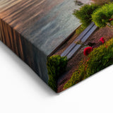 Lakeside Garden Sunset Wall Art - Tranquil Landscape Canvas Print