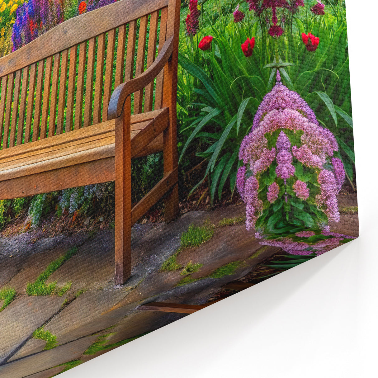 Garden Wall Art with Bench - Colorful Garden Landscape Canvas Prints