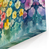 Colorful Floral Spectrum Art - Watercolor Garden Landscape Canvas