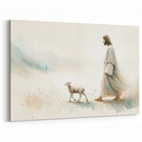 Shepherd and Lamb Wall Art - Serene Farm Animal Canvas Print
