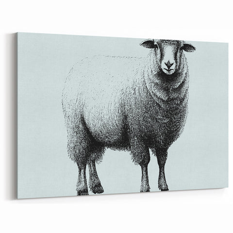 Minimalist Sheep Wall Art - Black and White Animal Canvas Print