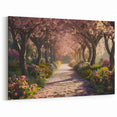 Cherry Blossom Pathway Art - Tranquil Garden Landscape Canvas Print