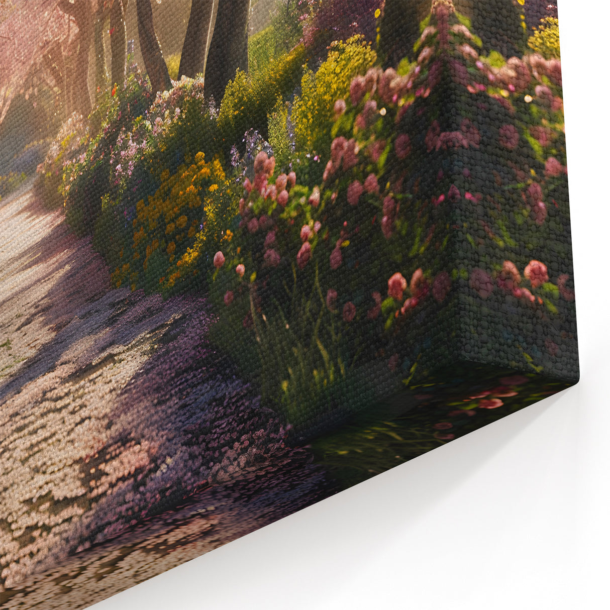 Cherry Blossom Pathway Art - Tranquil Garden Landscape Canvas Print