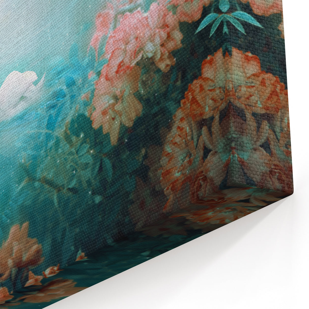 Romantic Swan Lake Art - Enchanting Floral Landscape Canvas Print