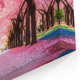 Cherry Blossom Tunnel Art - Vibrant Spring Garden Landscape Print