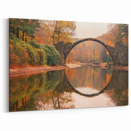 Autumn Arch Bridge Wall Art - Captivating Landscape Canvas Prints