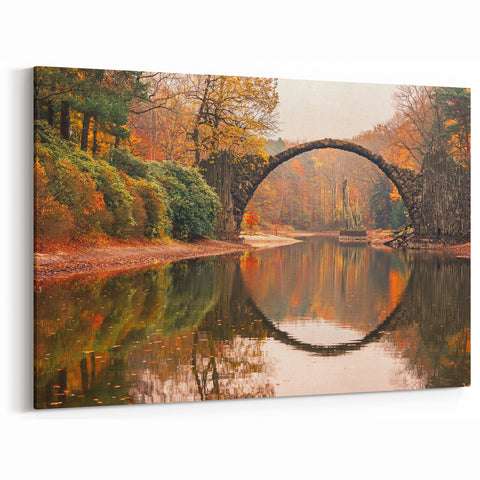 Autumn Arch Bridge Wall Art - Captivating Landscape Canvas Prints