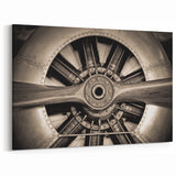 Vintage Aircraft Art: Close-Up of Classic Propeller Engine on Canvas