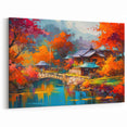 Autumn Serenity Temple Art - Vibrant Japanese Garden Canvas Print