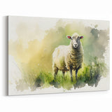 Pastoral Sheep Watercolor Art - Tranquil Farm Animal Canvas Print