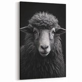Dramatic Sheep Wall Art - Black and White Farm Animal Canvas Print