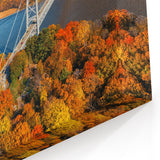 Autumn Bridge Over River - Stunning Fall Foliage Landscape Wall Art