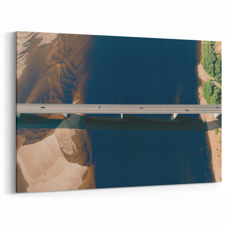 Aerial Bridge Over Serene River - Modern Scenic Bridge Wall Art Print