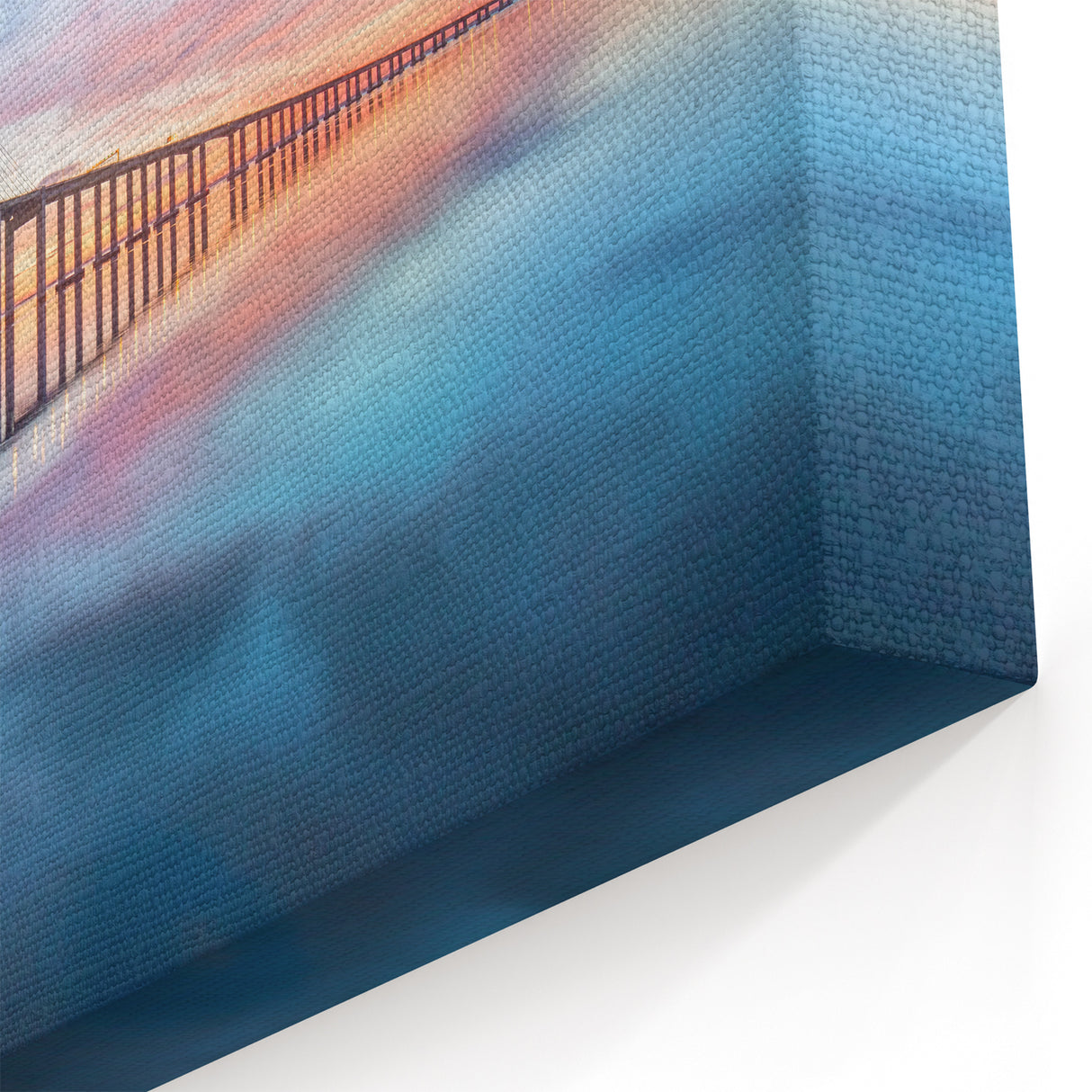 Vibrant Sunrise Bridge Reflection - Stunning Scenic Bridge Wall Art