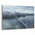 Snowy Mountain Bridge - Majestic Winter Scenic Bridge Wall Art Print
