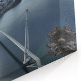 Snowy Mountain Bridge - Majestic Winter Scenic Bridge Wall Art Print