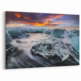 Dramatic Glacier Sunset Art - Stunning Glacier Canvas Wall Decor