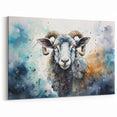 Vibrant Sheep Wall Art - Colorful Watercolor Ram Canvas Print