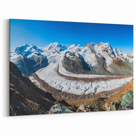 Panoramic Glacier Landscape Art - Majestic Mountain Glacier Wall Decor