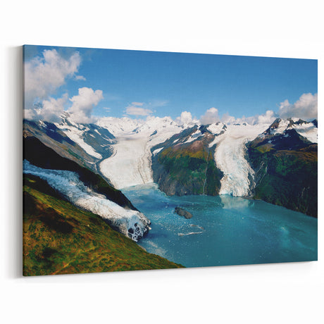 Majestic Glacier Valley Art - Scenic Glacier and Mountain Canvas Decor