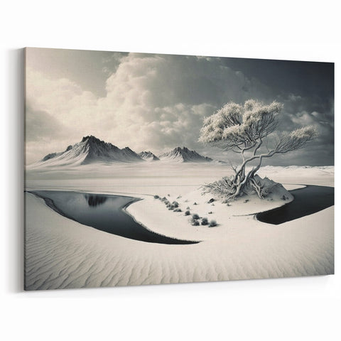 Surreal Glacier Landscape Art - Dreamlike Monochrome Canvas Wall Decor