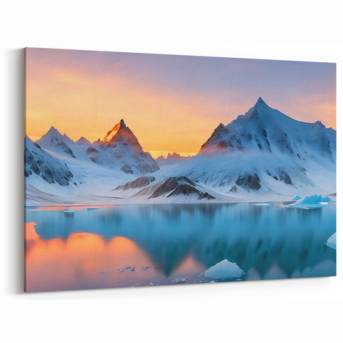 Breathtaking Glacier Sunrise Art - Vibrant Mountain Glacier Canvas Decor
