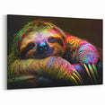 Vibrant Sloth Canvas Print - Colorful Jungle Wildlife Wall Art Decor