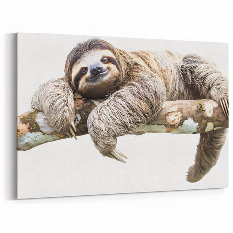 Relaxed Sloth Art Print - Nature-Inspired Jungle Wall Decor Canvas