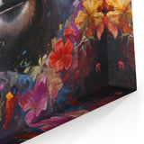 Floral Sloth Canvas Art - Vibrant Jungle Wall Decor with Flowers