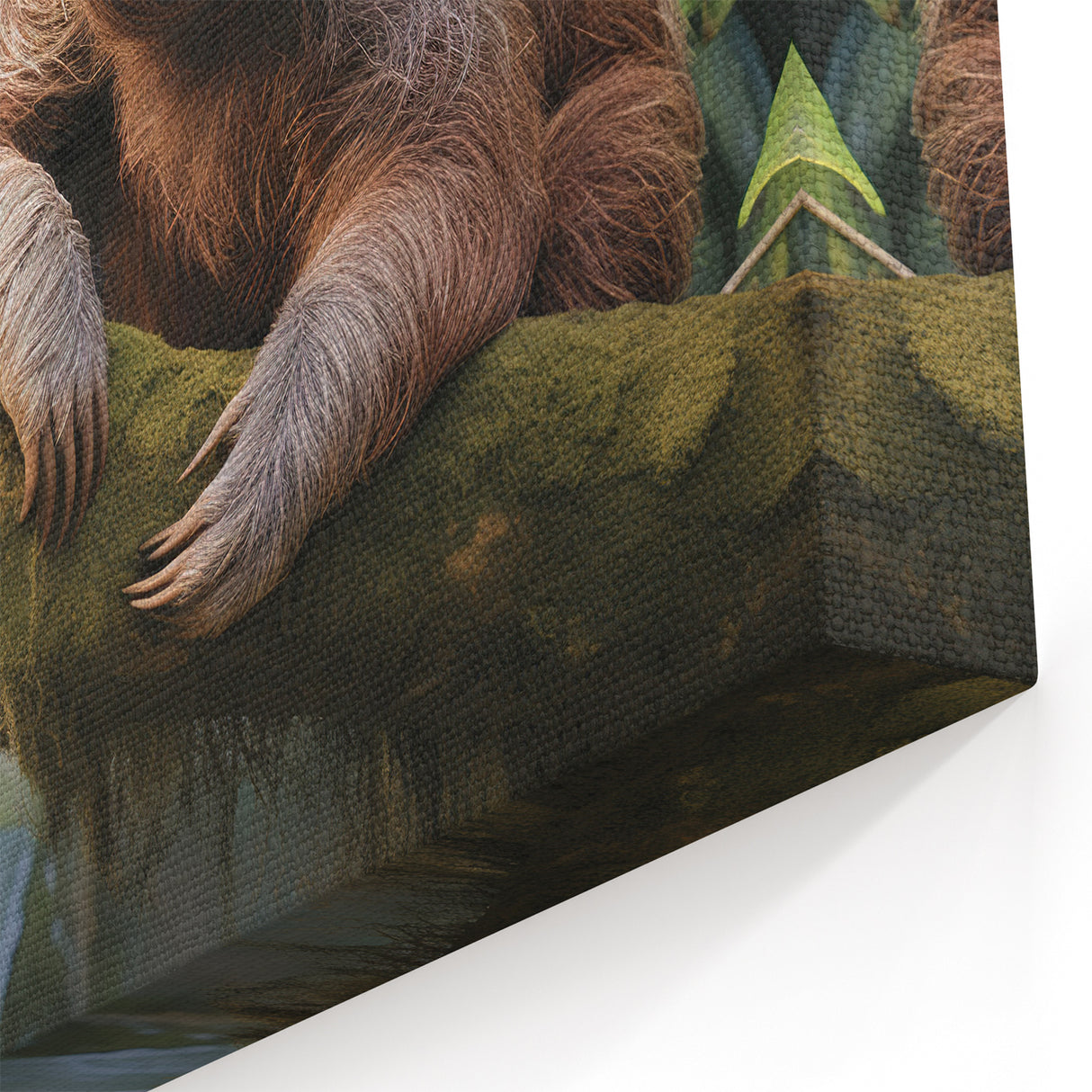 Tranquil Sloth Jungle Art - Mossy Branch Wall Decor for Nature Lovers