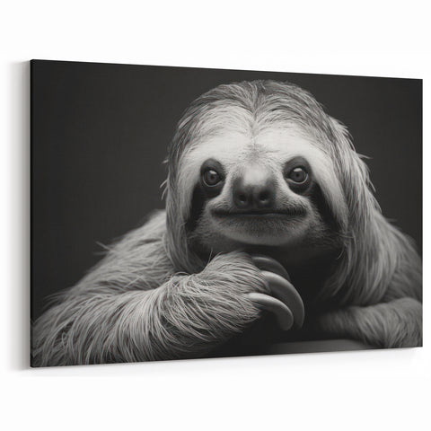 Dramatic Sloth Black & White Art - Modern Monochrome Wall Decor