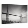 Modern Monochrome Bridge Art - Black and White Landscape Canvas Print