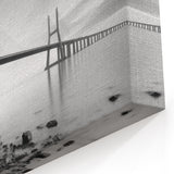 Modern Monochrome Bridge Art - Black and White Landscape Canvas Print