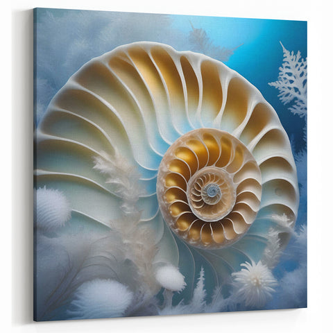 Elegant Nautilus Snail Wall Art - Coastal Beauty on Canvas & Prints
