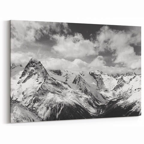 Black and White Glacier Art - Majestic Mountain Landscape Photography