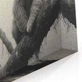 Serene Sloth in Misty Jungle - Black & White Tranquil Wall Art