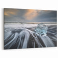 Glacier Ice on Black Sand - Dramatic Coastal Glacier Photography Print