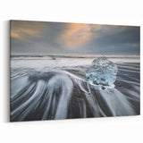 Glacier Ice on Black Sand - Dramatic Coastal Glacier Photography Print