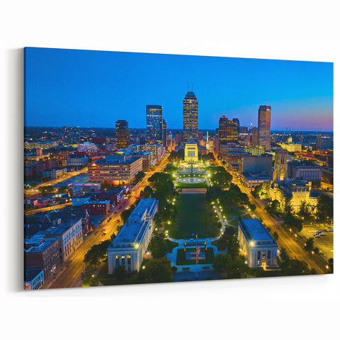 Indianapolis Night Skyline Art - Vibrant Downtown Panorama Canvas Print