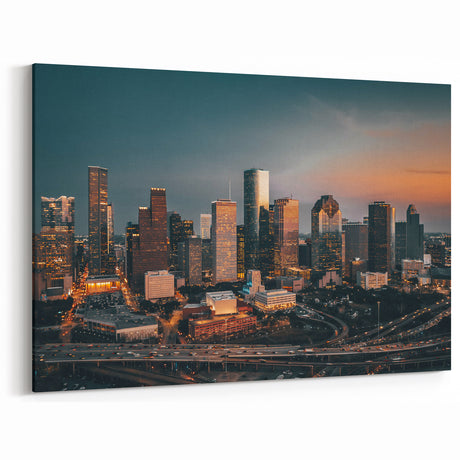 Houston Night Skyline Art – Vibrant Cityscape Photography Wall Decor