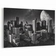 Surreal Houston Skyline Art – Moonlit Night Black and White Photography
