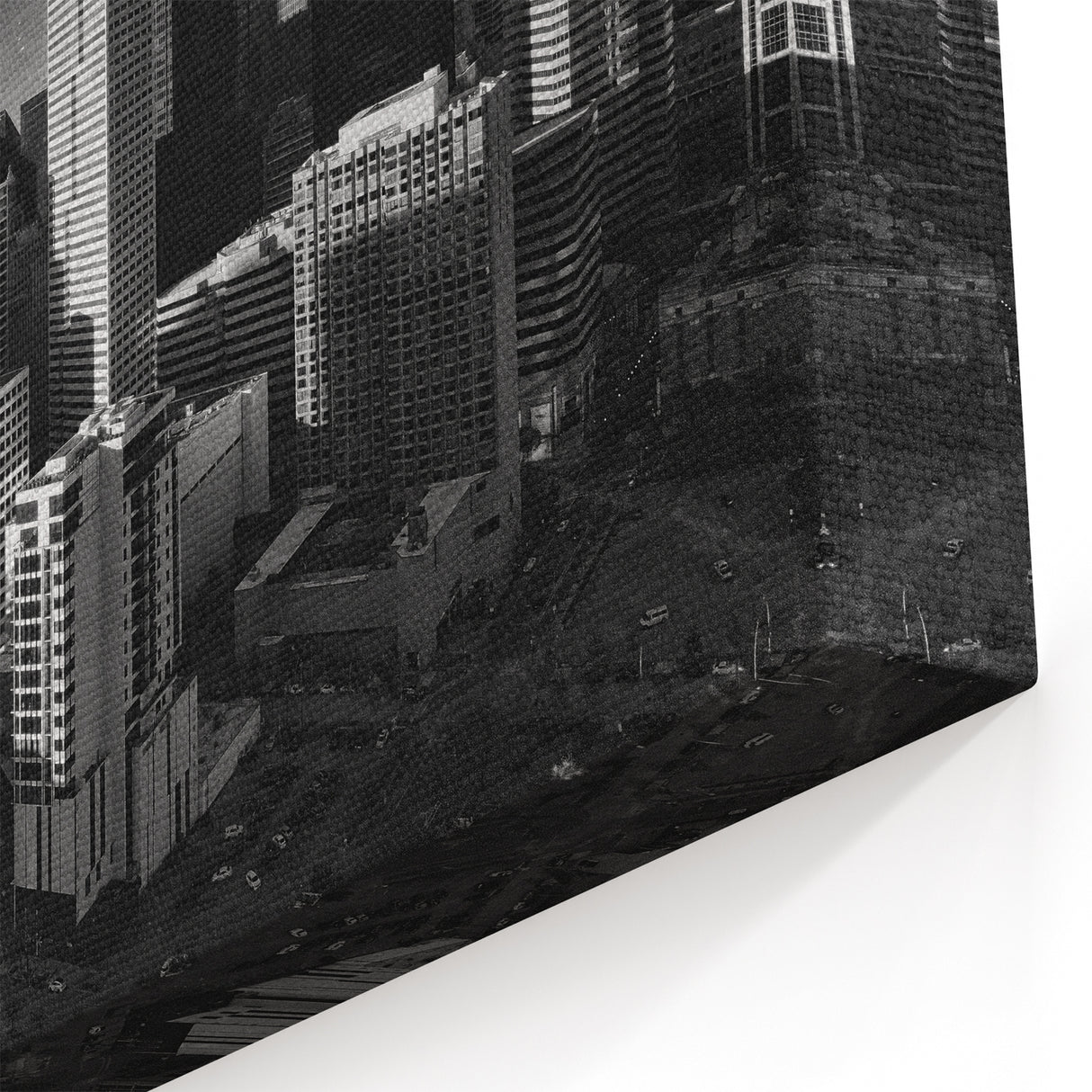 Surreal Houston Skyline Art – Moonlit Night Black and White Photography