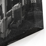 Surreal Houston Skyline Art – Moonlit Night Black and White Photography